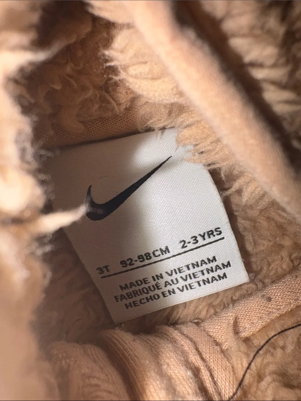 Nike Kids Sherpa Hooded Zip Jackets in Brown and Navy